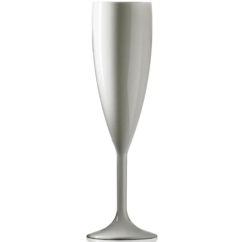dit wit Kunststof Champagneglas van 19 cl. is geschikt voor bedrukken